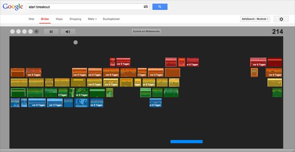 Google Easteregg Atari Breakout in der Bildersuche